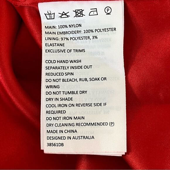 Bardot Lipstick Red Mesh Lace Embroidered Sheath Dress Sz 4/XS - Picture 10 of 14